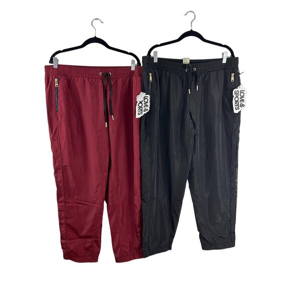 Women Love & Sports Track Jogger Pant Set of 2 Red Black Workout XXL (20) NEW - Picture 2 of 14